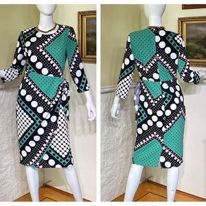 Vintage M&S Polka Dot Faux Wrap Dress